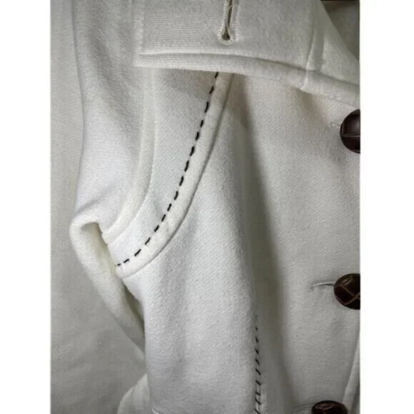 Womens Knitted Dove Ivory Knit Button-Front Belted Light-weight Jacket Size Sm - Picture 6 of 12